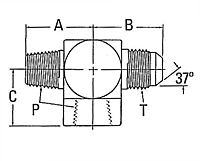 203103 Male Pipe to Male JIC to Female Pipe Tee